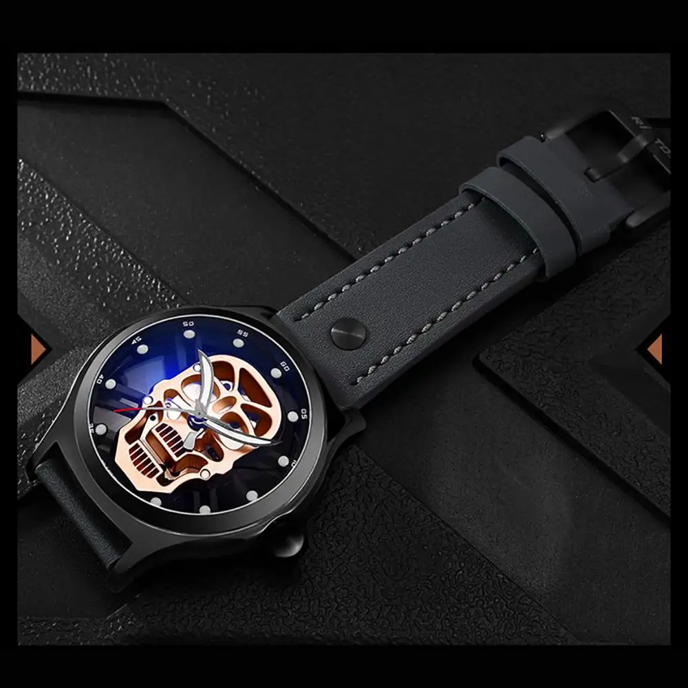 Креативный дизайн кожаный ремешок смешная прозрачная шасси полое лицо