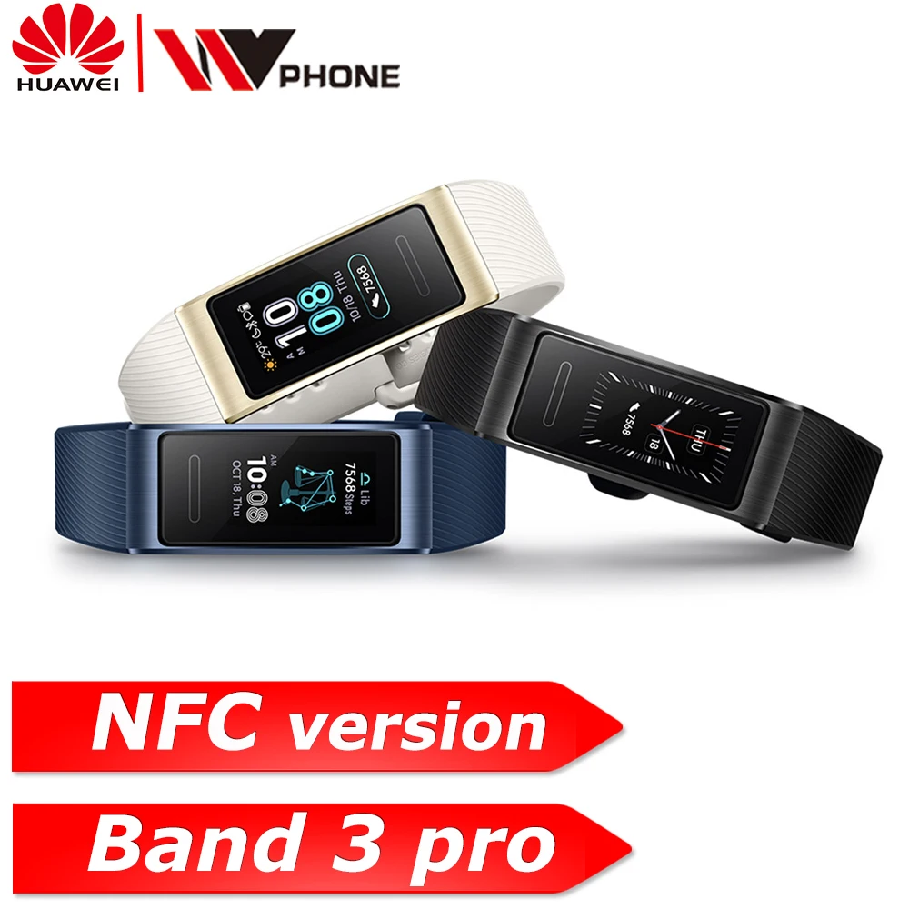 Оригинальный Huawei Band 3 Pro Смарт браслет группа GPS Водонепроницаемый цветной