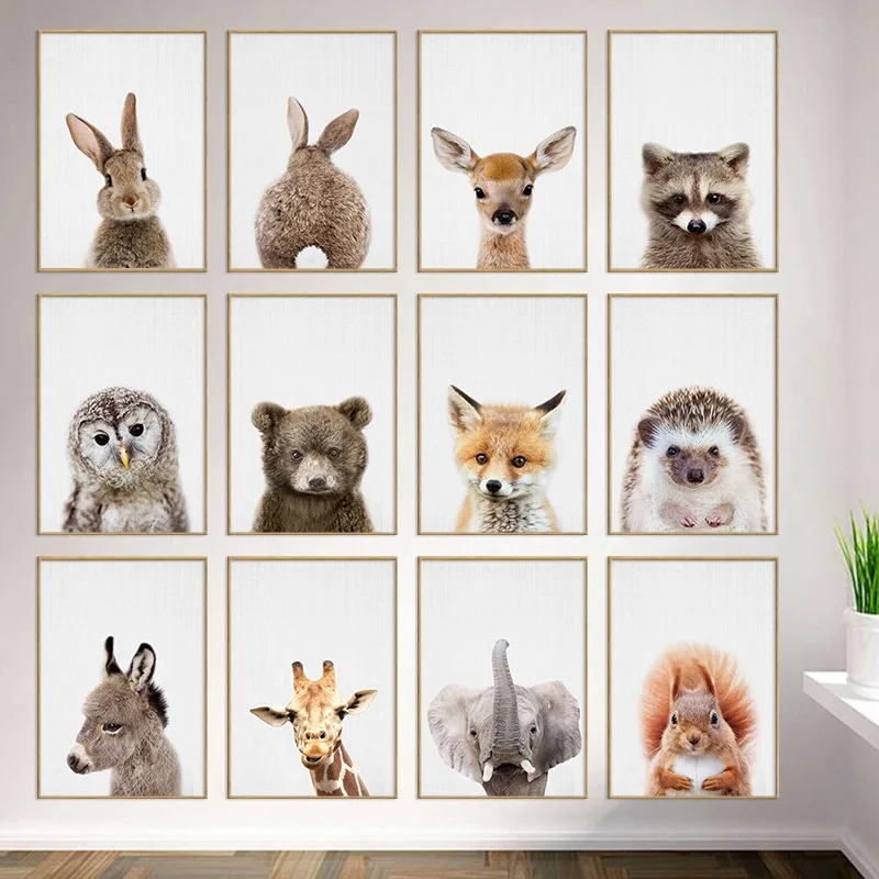

Animal Realist Style Kids Room Canvas Decorative Painting Poster Picture Album Sofa Background Wall Art Decoration Accessories