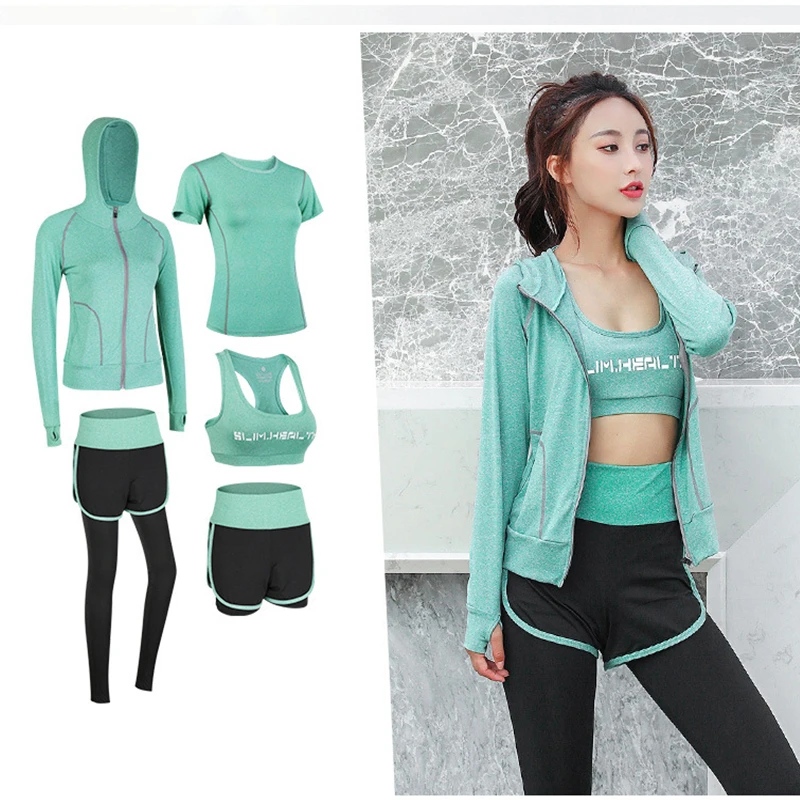 Женский спортивный костюм для йоги Однотонная футболка и шорты несколько