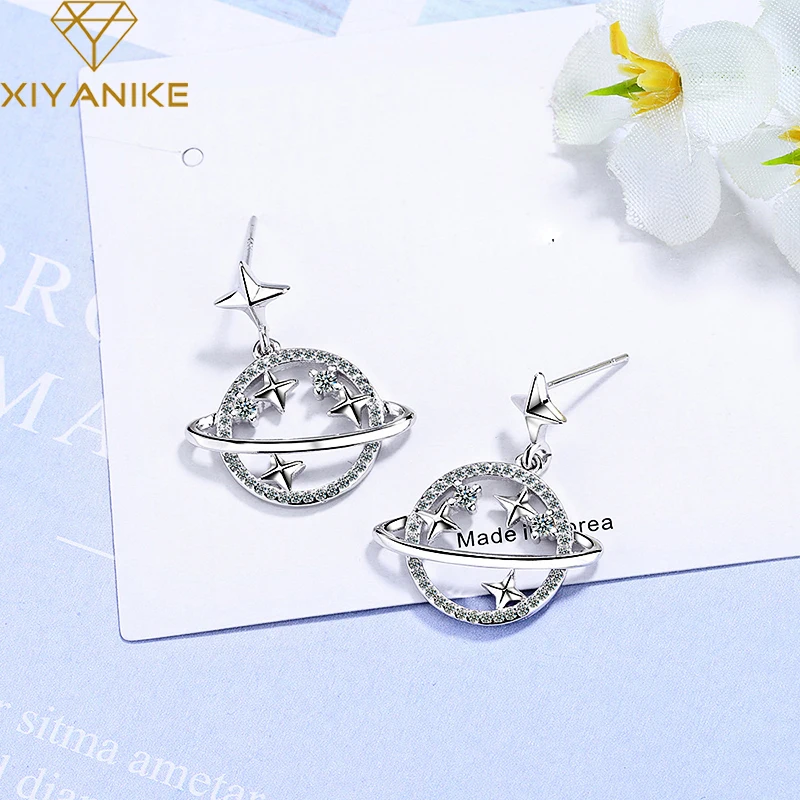 Женские серьги гвоздики с кристаллами XIYANIKE креативные геометрические из