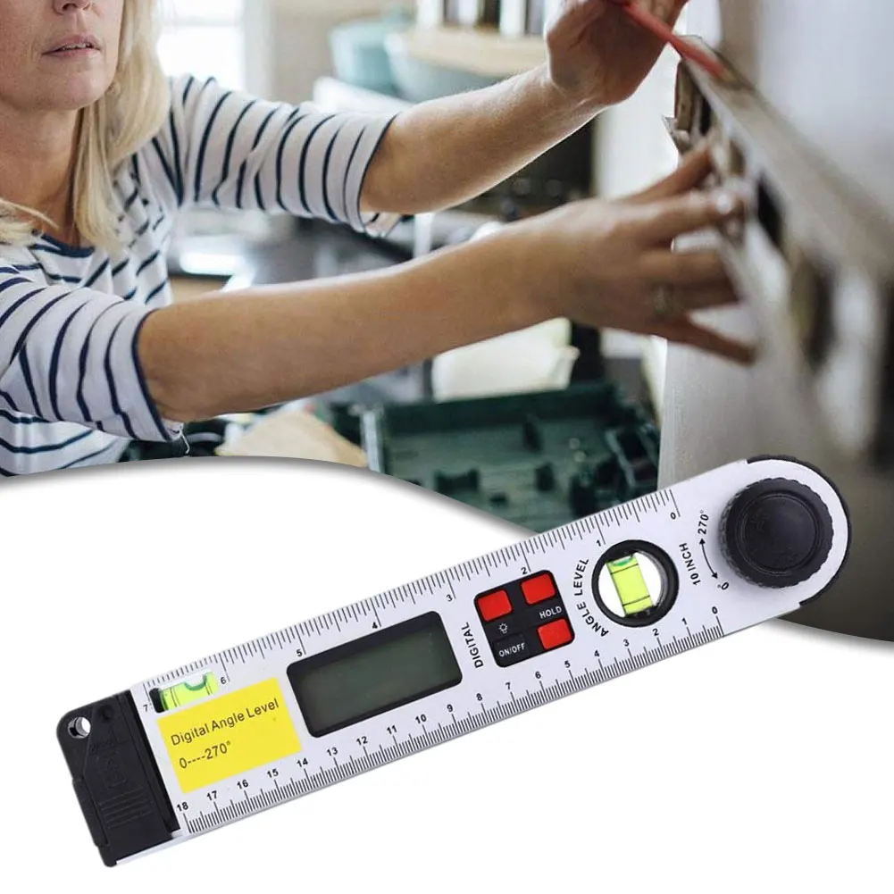 

Digital Angle Finder Ruler 250mm 0-270Degree Protractor Spirit Level Angle Meter (No Battery) Woodworking Angle Angle Protractor
