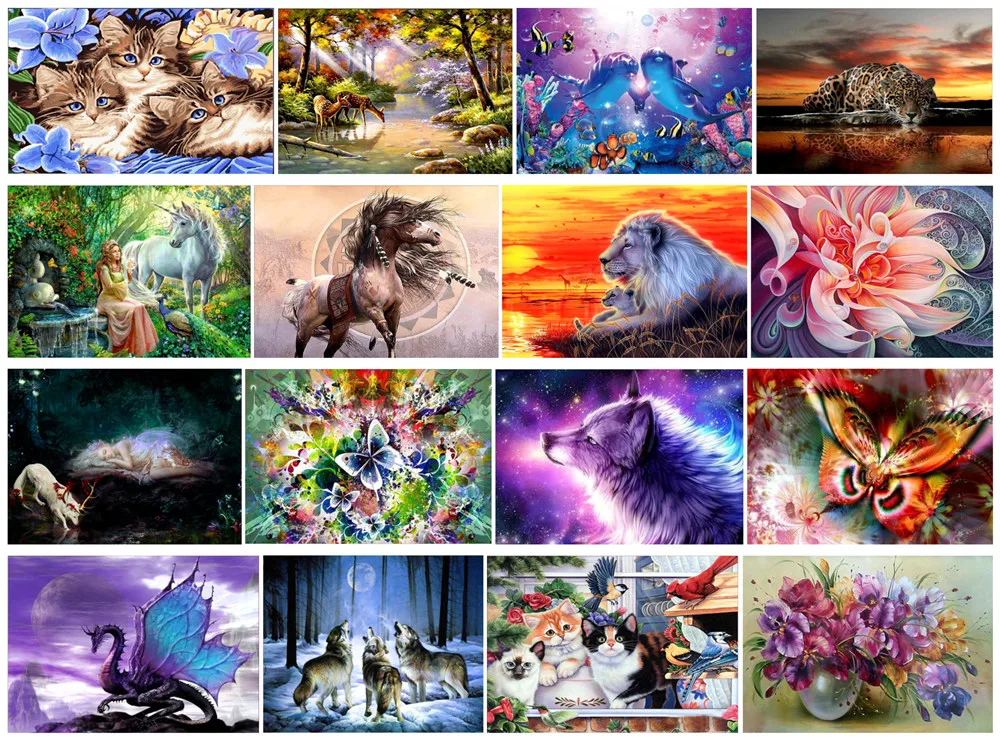 Набор для алмазной живописи 5D сделай сам животное пейзаж персонаж крест наклейка