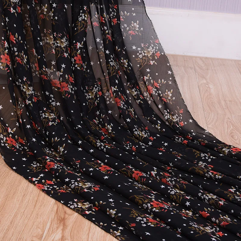 Тюлевая ткань из мягкого шифона с цветочным принтом для классических рубашек