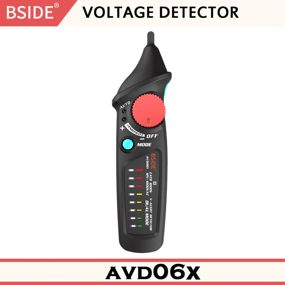 AVD06X(Red) BSIDE AVD06 двухрежимный Бесконтактный детектор напряжения переменного тока 12-1000 в автоматический/ручной NCV тестер проверка чувствительности провода - Цвет: AVD06X(Red)