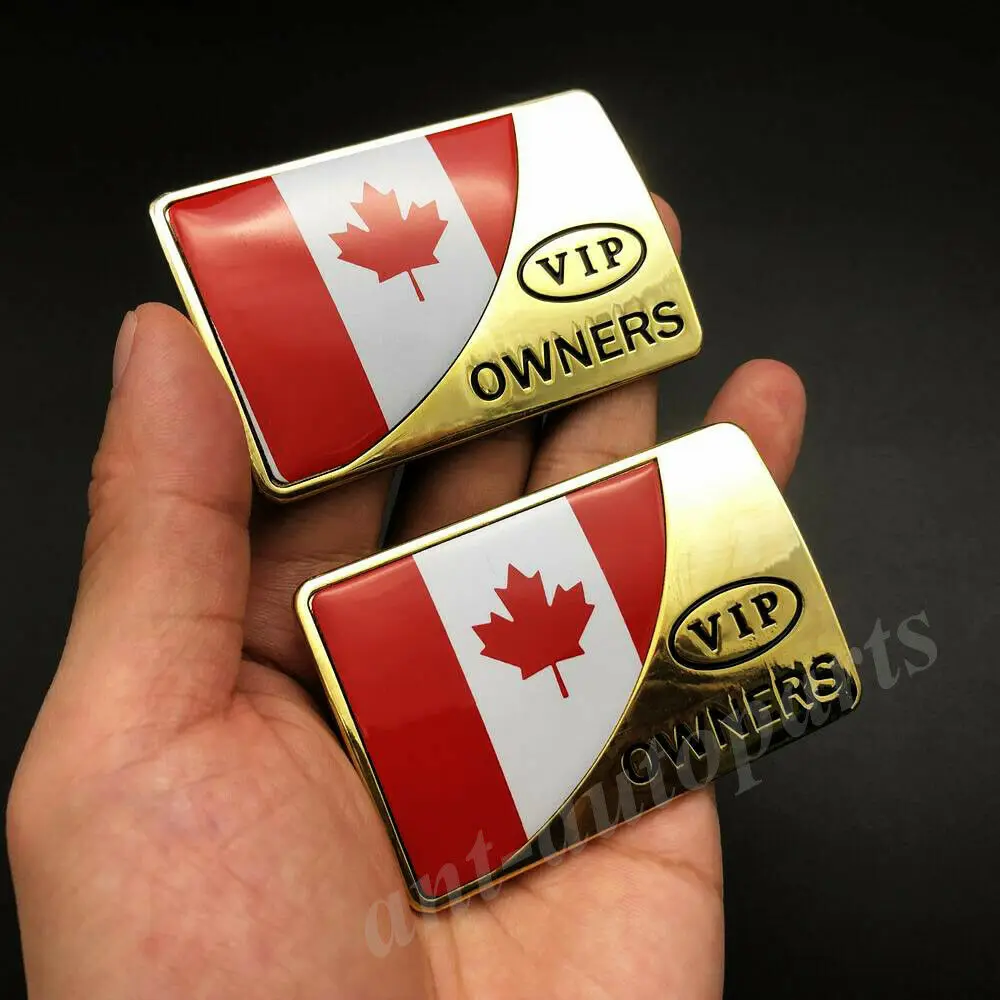 

2x Metal Canada Canadian Flag Gold Emblem Badge Motorcycle Gas Tank Sticker