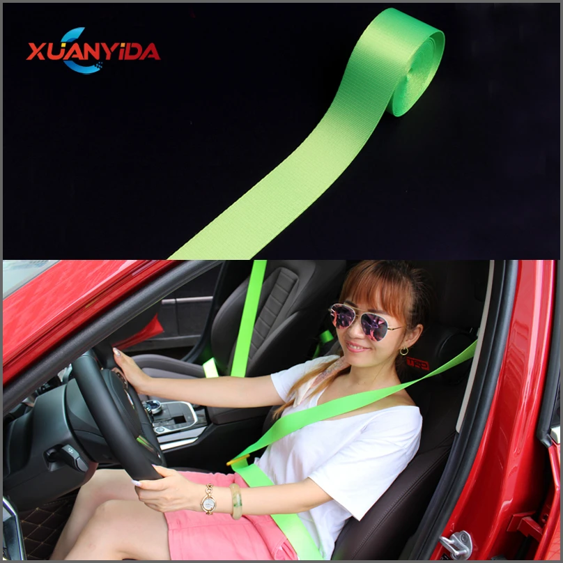 

Xuanyida Good Quality Green Seat Belt Webbing Strap Strengthen Racing Car Safety Belt nylon safety belt seat belt webbing 3.6M