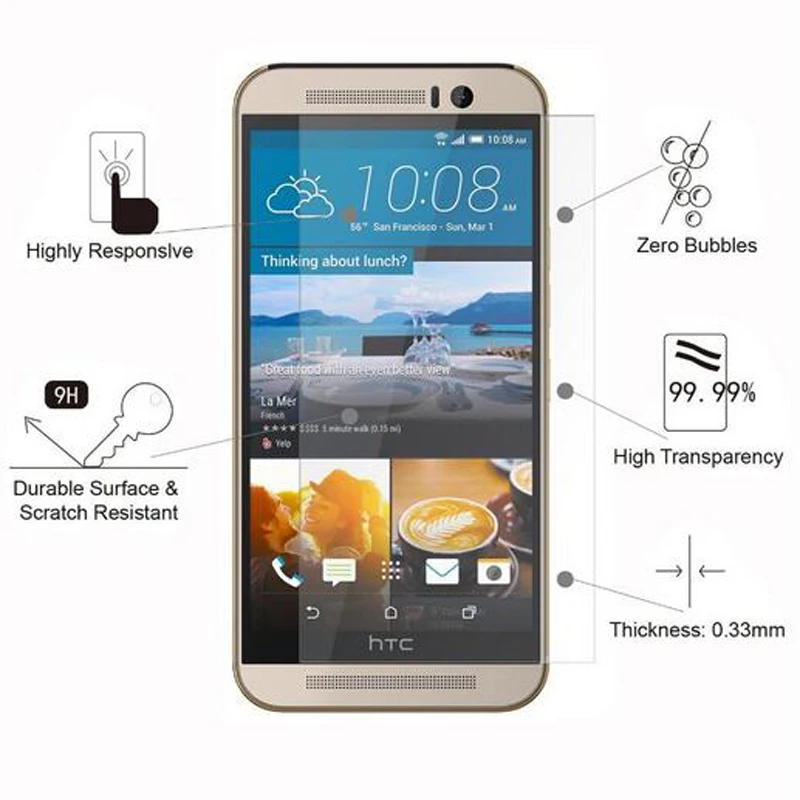 

2.5D 9H Screen Protector Tempered Glass For HTC Desire 516 510 526 610 616 816 820 826 E8 E9 EYE M7 M8 Mini M9 plus One max case