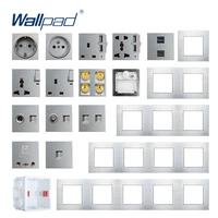 wallpad diy module silver aluminum panel wall power socket electrical outlet s6 function key free combination