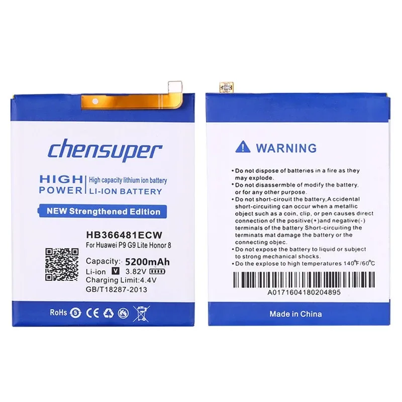 Chensuper 5200 мАч HB366481ECW для Huawei P9 батарея EVA AL00 AL10 TL00 G9 Lite Honor 8 5c