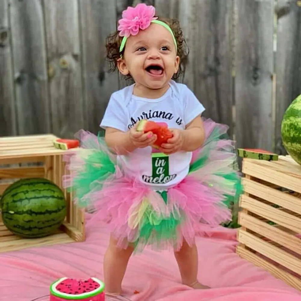 

Personalised Watermelon First Birthday baby girl Shirt Customize name age any Character Baptism tutu set outfit cake smash