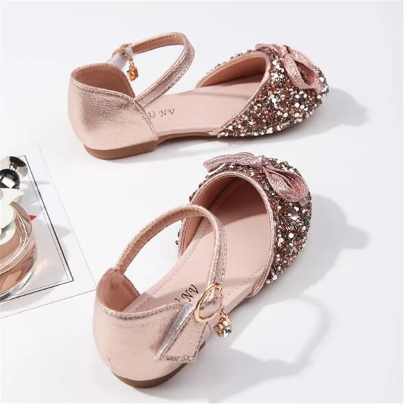 

New Summer Flat Baotou Girls Sandals Children Sequin Crystal Princess Kids Bow Baby Toddler Kids Shoes Student 02