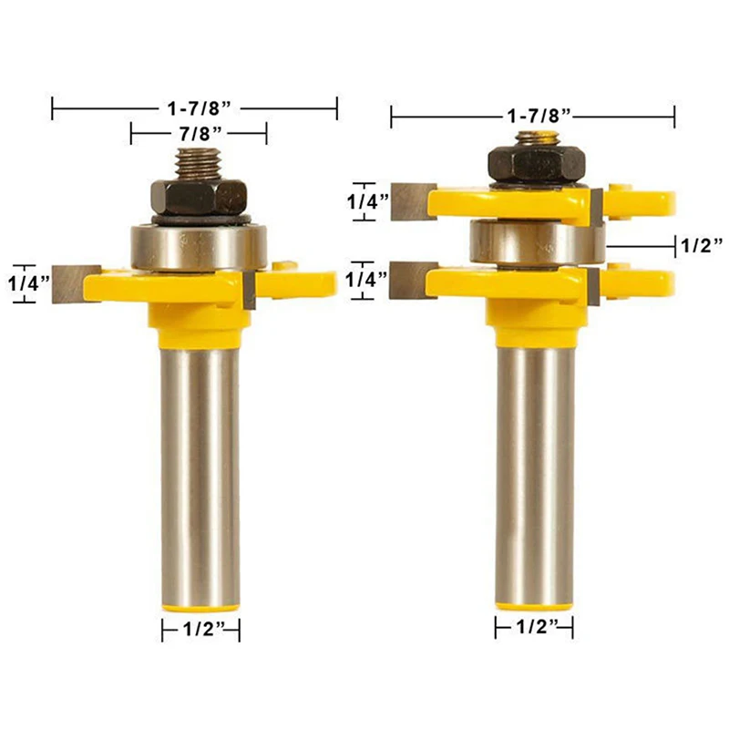 2 PCS/ Set Shank Bit Tongue And Groove Router Wood Milling Cutter Flooring Knife | Инструменты