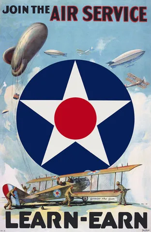 Постер Enlist in the Air Service Plane Funs Travel Tour винтажные настенные стикеры сделай сам на