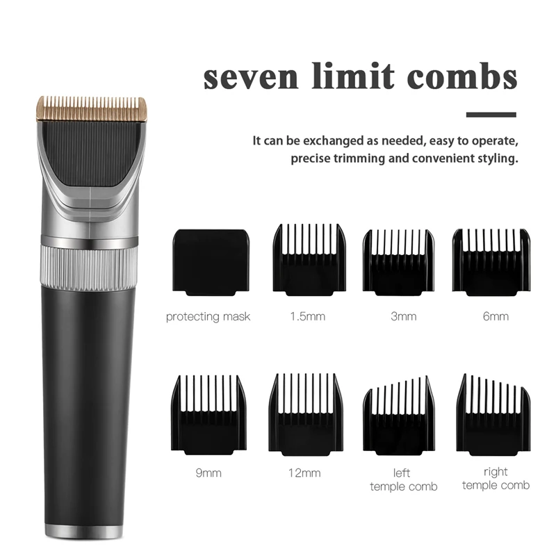 

CkeyiN Professional Hair Clipper Cordless Rechargeable Electric Hair Cutting Waterproof Hair Trimmer Adult Men Shaving Machine