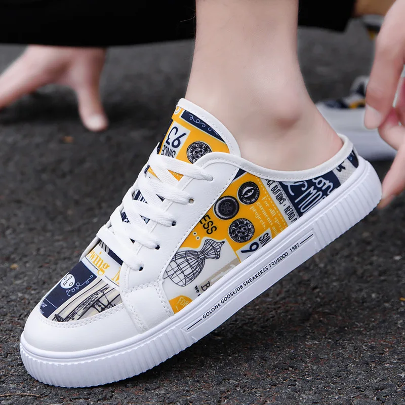 

Мужские летние полутапочки, дышащие сандалии и шлепанцы, уличные сандалии, легкие шлепанцы Baotou с одной педалью, 2021