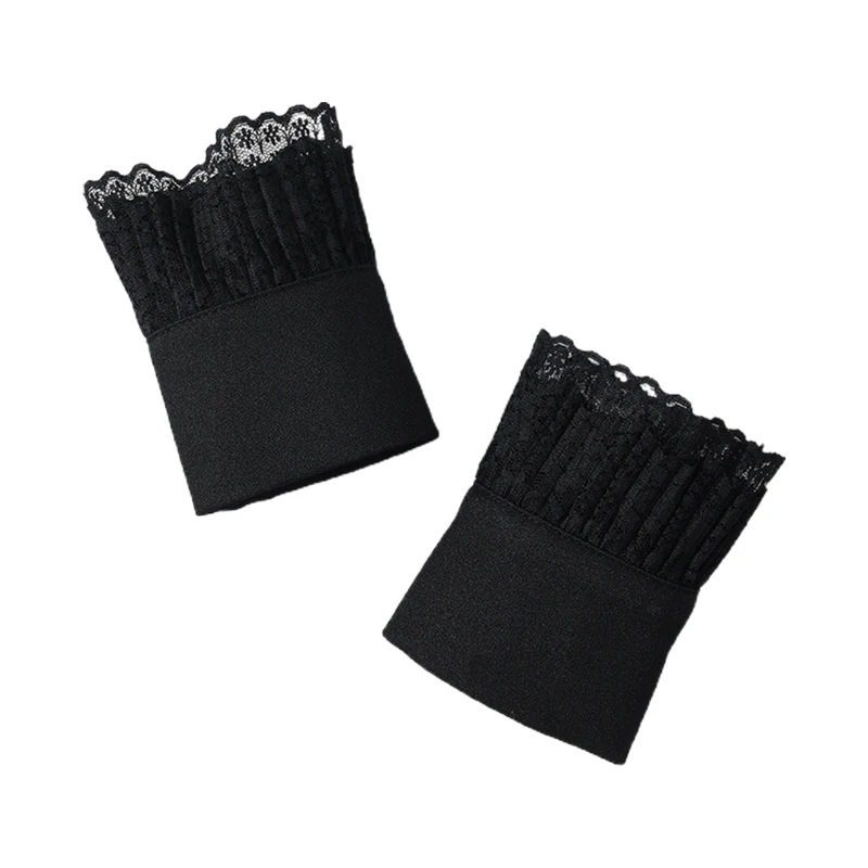 

Women Sunshade Detachable Wrist Horn Cuffs Double Layer Floral Lace Fake Sleeves