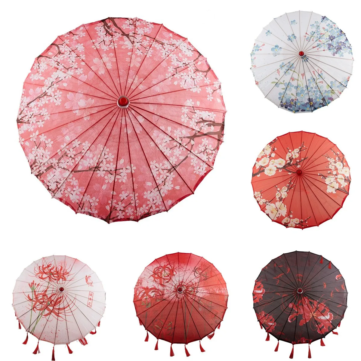 

Женский зонт, японский Зонт с цветами вишни, Шелковый зонт для древнего танца, декоративный зонт в китайском стиле, бумажный Зонт с маслом