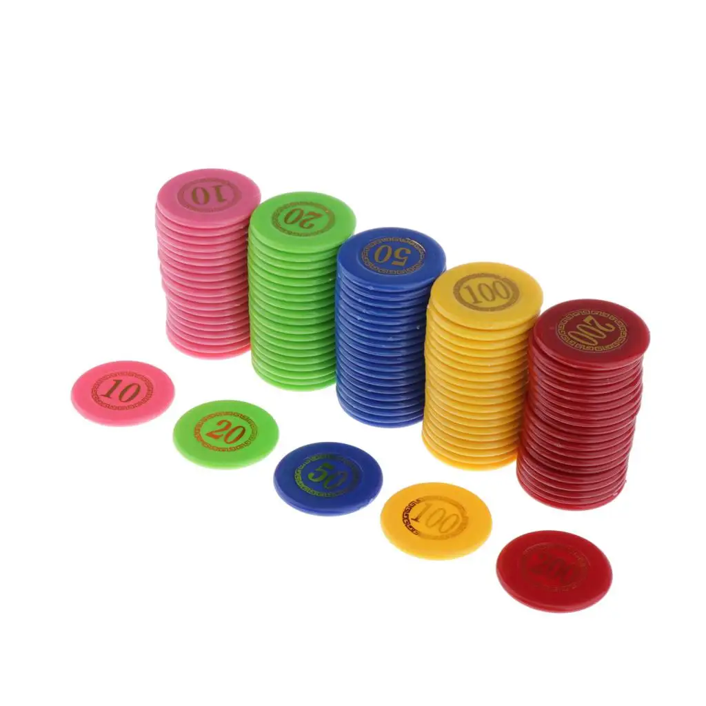 5-Colors Counters Printed Face Value w/ Storage Box for Counting Tokens 100 | Спорт и развлечения