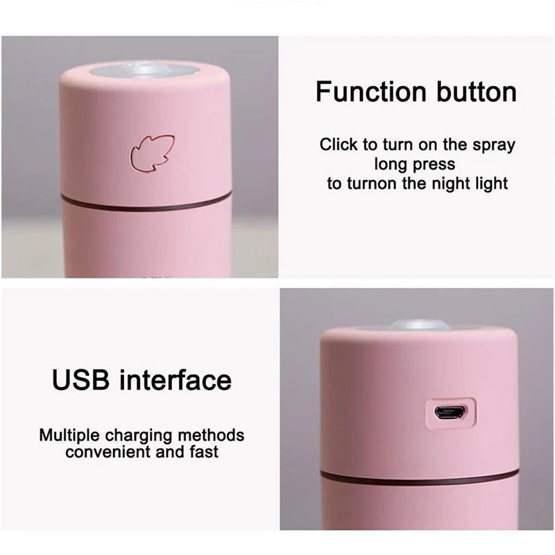 

USB Colorful Air Humidifier for Eliminate Static Electricity Clean Air Care 7 color Lights Car Office Mute Aromatherapy Diffuser