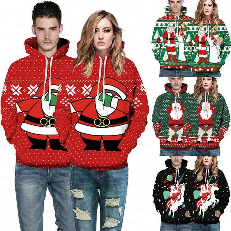 Новинка 2019 Рождественская Толстовка с капюшоном для мужчин и женщин свитшот