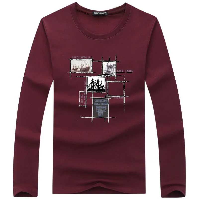 Мужская хлопковая футболка осень-зима модная весна с длинным рукавом