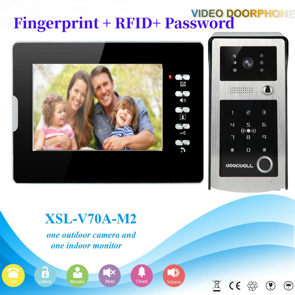 Видеодомофон SmartYIBA 7 дюймовый монитор проводной видеозвонок домофон RFID контроль