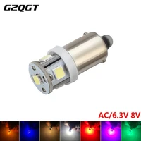 100X 6V 6.3V 8V  Ultra Bright AC BA9S 2835 5 SMD Car LED Light Interior Bulbs White Blue Red Yellow Reverse Light Reading Lamps