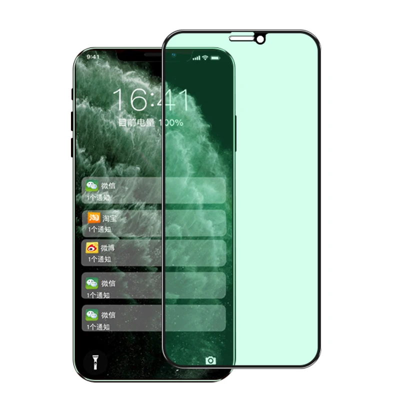Зеленый свет защита для экрана из закаленного стекла iPhone 11 Pro X XS XR макс 7 8 plus