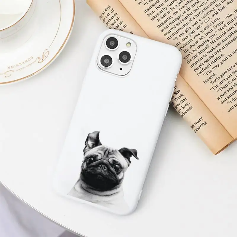

Pug dog animal funny painting Phone Case Candy Color for iPhone 6 7 8 11 12 s mini pro X XS XR MAX Plus