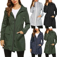 women waterproof coat hooded pocket warm windbreaker draw cord outwear jacket