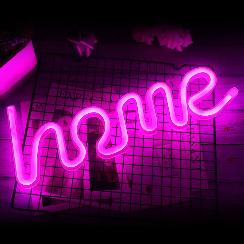 HOME Pink Креативный светодиодный неоновый светильник, знак «сердце любви», украшение для свадебной вечеринки, неоновая лампа на День святого Валентина, юбилей, домашний декор, ночная лампа, подарок - Испускаемый цвет: HOME Pink