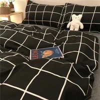 cartoon strawberry biscuit bear graffiti four piece set quilt cover quilt single bedding black and white bedding suit more size