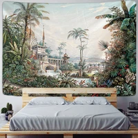 palm tree tapestry wall hanging tropical leaves flowers pattern beach wall tapestry animal backdrop wall cloth carpet tapestries
