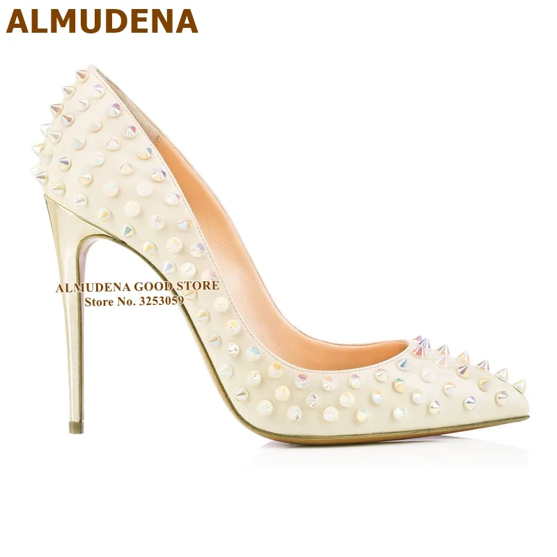 Туфли ALMUDENA с прозрачными стразами яркие на шпильке 12 см розовые белые свадебные
