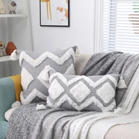 home decoration boho style cushion cover 45x45cm headboard car seat cushion pillows lace tassel tufted india pillowcase