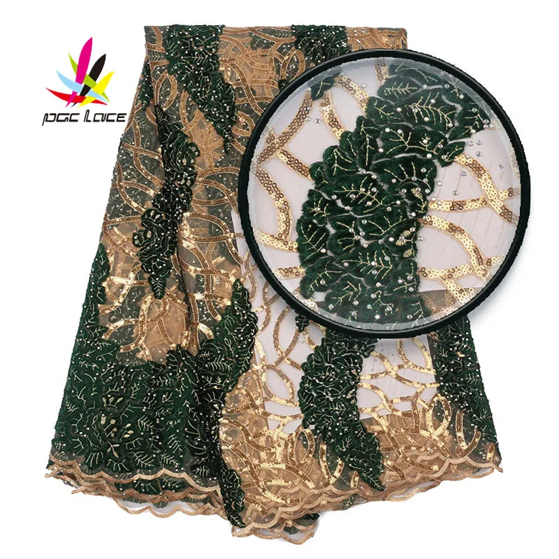 Кружевная ткань с французскими блестками 2019 Высококачественная вышивка