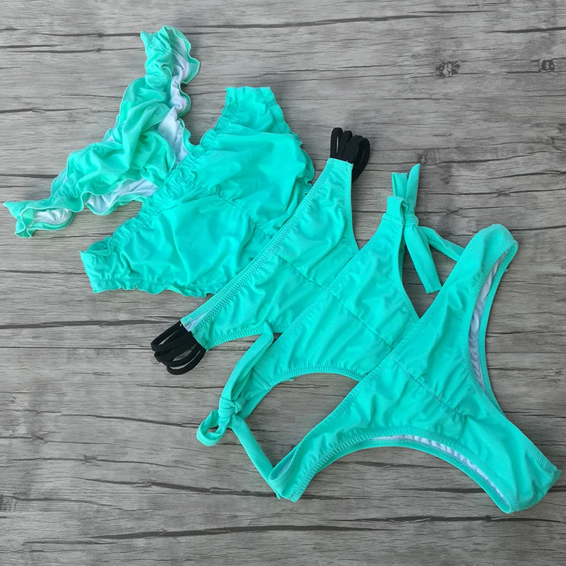 Summer Women Green Bikini Bottoms Thong Trunks Sexy Secret Cheeky  Swimwear Biquini Brazilian Bathing Suit