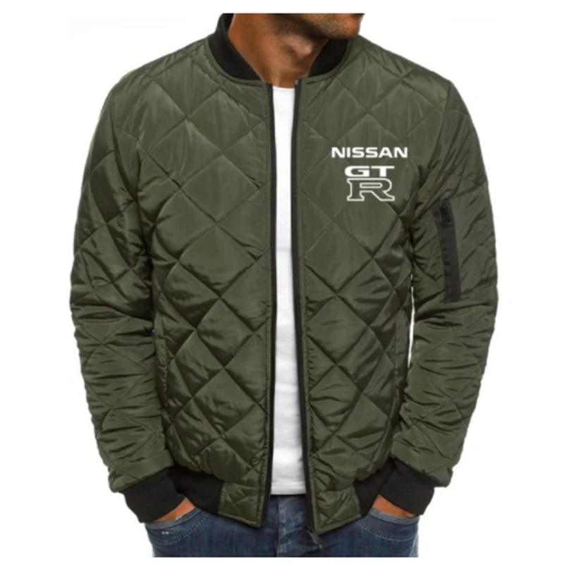 

Winter Men's NISSAN GTR Logo Print jackets Fashion diamond high quality cotton Solid color stripe harajuku cotton clothes