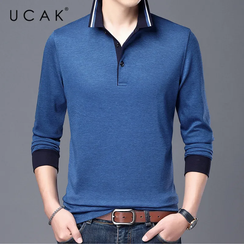 

UCAK Brand Soild Color Long Sleeve T Shirt Men Clothes Spring Autumn New Arrivals Cotton Streetwear Soft T-Shirt Clothing U5383