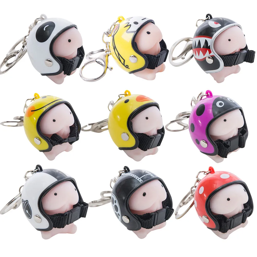 

Dingding Squishy Toy Helmet Cute Keychain Squeeze Stress Reliever Prank Toy llavero бѬелок для клей key chain ring