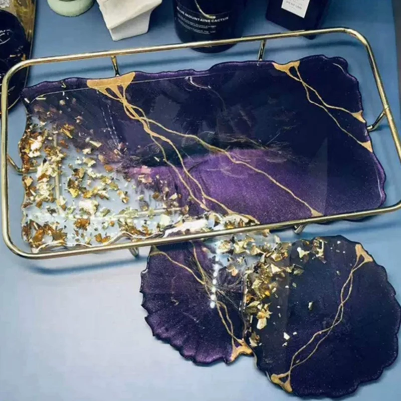 

2 Pieces Large Silicone Mold Epoxy Resin Large Place Tray Mold DIY for Making Resin Tray Silicone Tray Coaster Diy Set