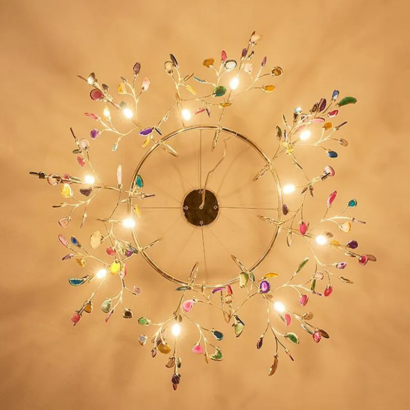 Светодиодные люстры с агатом в скандинавском стиле креативные романтические