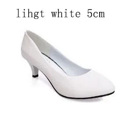 light white 5cm CEVABLUE/женские туфли-лодочки на каблуке «рюмочка» Осенняя женская обувь с круглым носком тонкие туфли больших размеров обувь для мам LSS-ym - Цвет: light white 5cm
