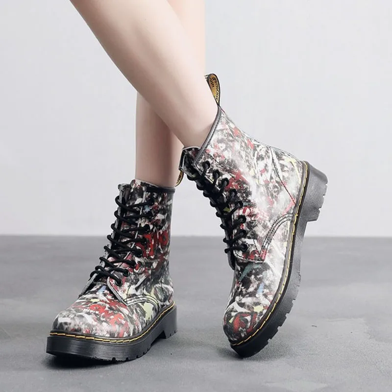 

High-top Martin boots women leather British style couple short boots men women leather boots round head trend motorcycle shoes