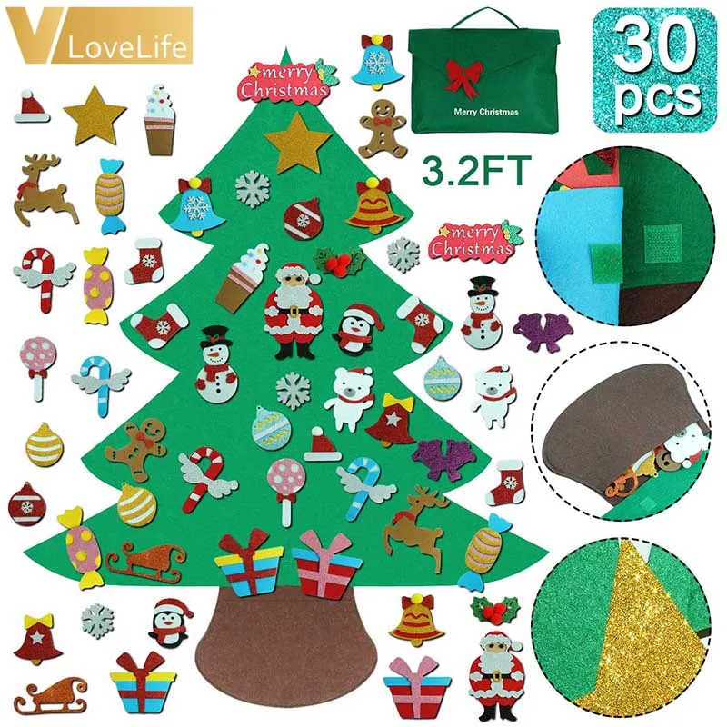

100cmChildren's Handmade Christmas Tree Product DIY Glittery Felt ChristmasTree Wall Hanging Decorations ChristmasTree ChildGift