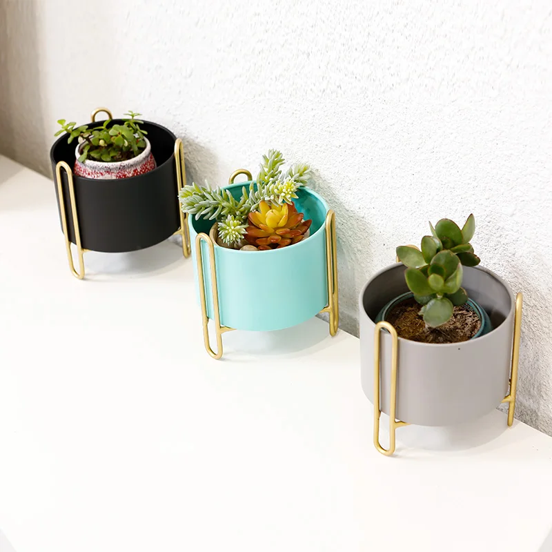 Nordic Small Metal Plant Stand Balcony Flower Pot Holders Office Desktop Succulent Green Potted Racks Storage Home Decor Gold | Дом и сад