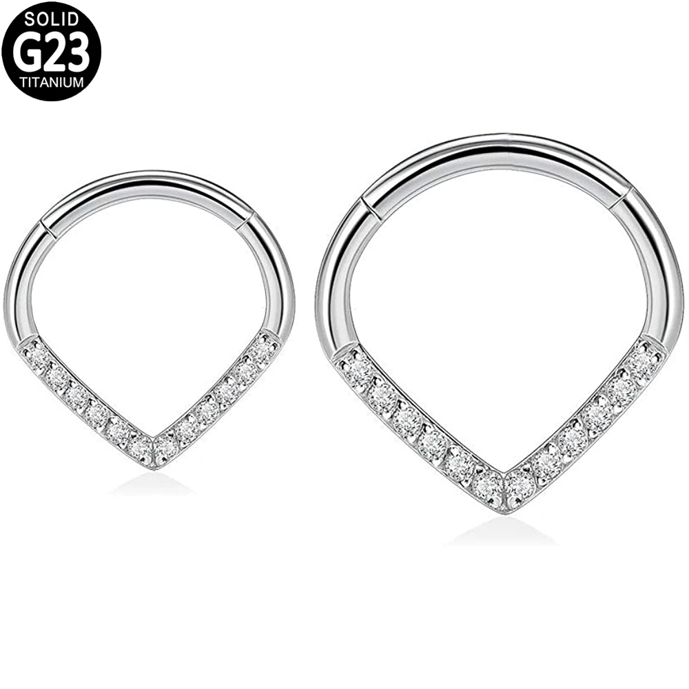 

G23 Titanium Nose Earrings Hinged Segment Zircon Open Small Septum Piercing Labret Ear Tragus Cartilage Daith Helix Ring Jewelry