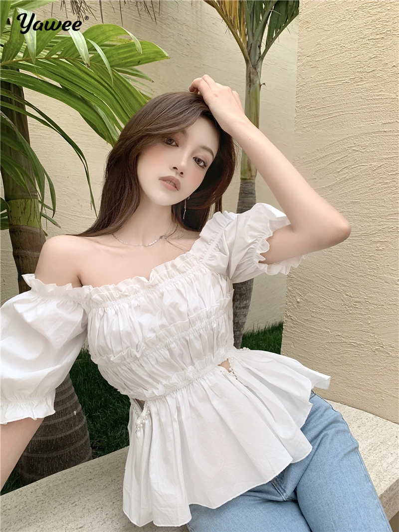 

Spring summer Women Fashion Blouses Solid Plus Size Female Clothes short Sleeve Chiffon Shirts Women sexy Simple Loose Shirts