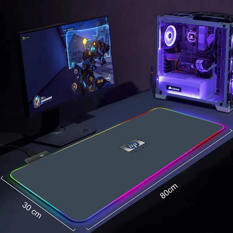 

Big Keyboard Desk Mat Hp Logo RGB Large Mouse Pad Gamer Big Mouse Mat Computer Mousepad LED Backlight Gaming Mause Pad